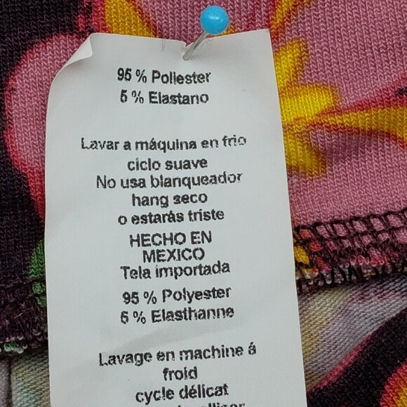 Lularoe Madison Skirt Size XS Floral Print Purple Pink and Yellow Pockets Pullon - Picture 7 of 8